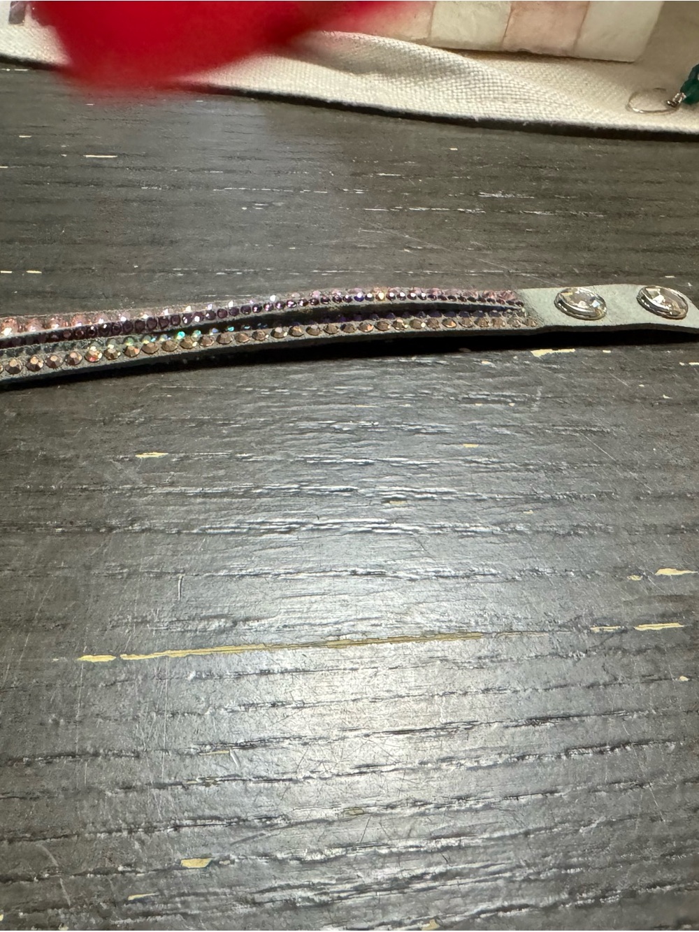 Swarovski retired wrap Crystal-Embellished Leather Bracelet - Pink Iridescent